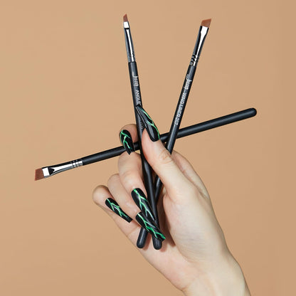 Jessup Abgewinkeltes Eyeliner Pinsel Set, 3-Teilig Pro Precision Eyelinerpinsel Fein Geflügelte Ultradünne Schräge Gel Makeup Pinsel Für Flüssigen Eyeliner Schwarz T345